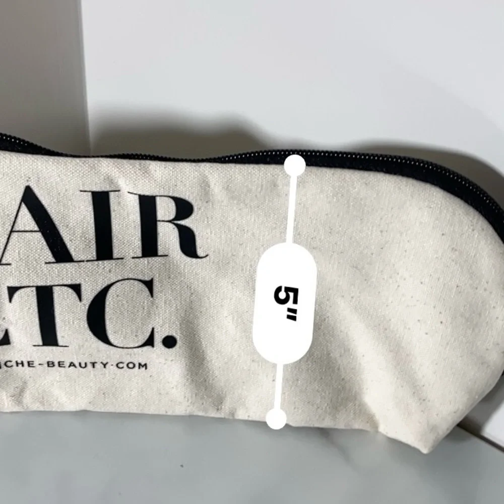 Set of 3 Canvas Zip Pouch bags - Natural with Black Text NWT